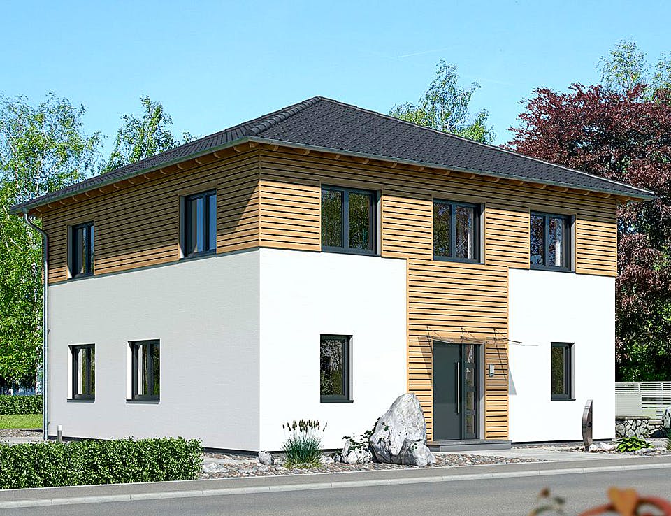 Fertighaus STADTVILLA S100-100 von EBH Haus Schlüsselfertig ab 307900€, Stadtvilla Außenansicht 1