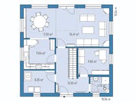 Grundriss Stadtvilla mit Arbeitszimmer im Erdgeschoss