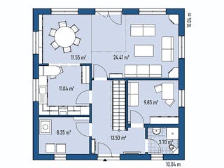 Fertighaus STADTVILLA S100-100 von EBH Haus Schlüsselfertig ab 334700€, Stadtvilla Grundriss 1