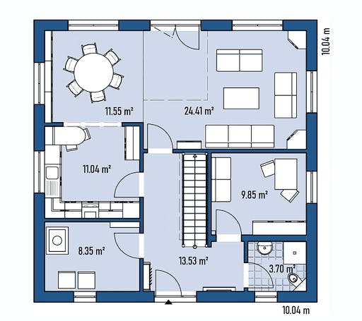 Fertighaus STADTVILLA S100-100 von EBH Haus Schlüsselfertig ab 301800€, Stadtvilla Grundriss 1