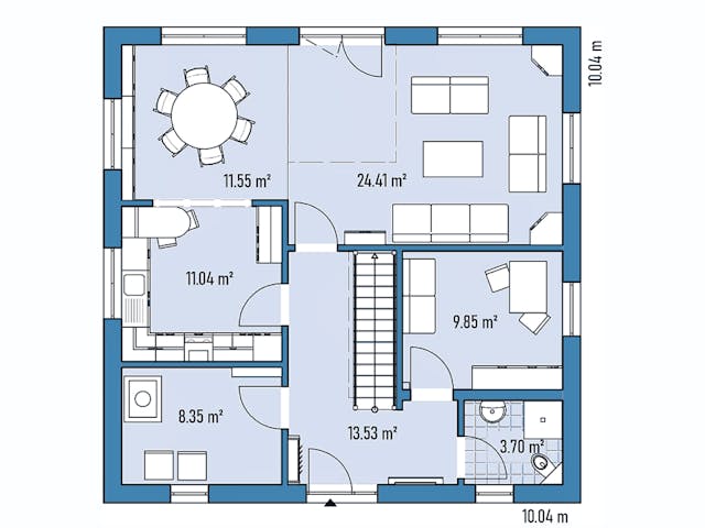 Grundriss Stadtvilla mit Arbeitszimmer im Erdgeschoss