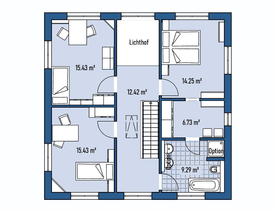 Fertighaus STADTVILLA S100-100 von EBH Haus Schlüsselfertig ab 307900€, Stadtvilla Grundriss 2