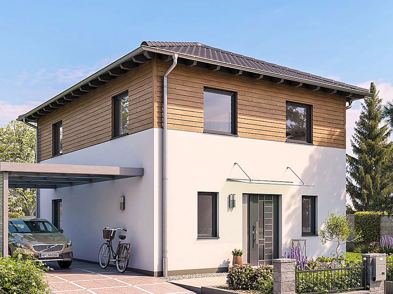 Fertighaus STADTVILLA S71-100 von EBH Haus Schlüsselfertig ab 249900€, Stadtvilla Außenansicht 1