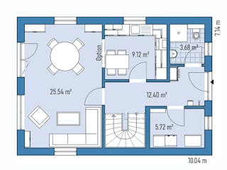 Fertighaus Stadtvilla S71-100 von EBH Haus Schlüsselfertig ab 267700€, Stadtvilla Grundriss 1