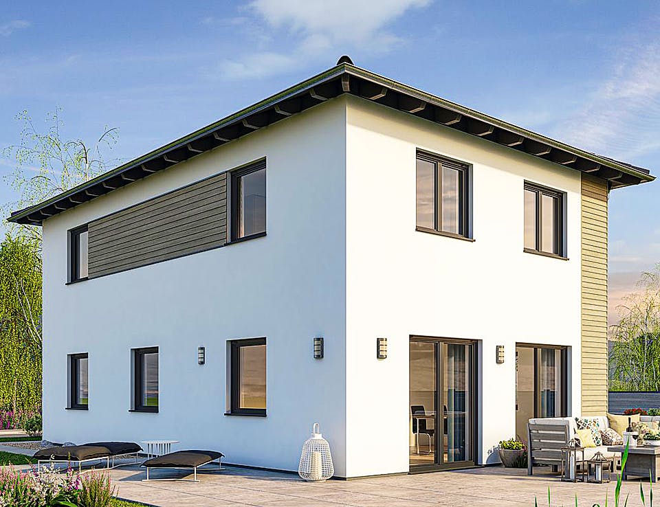 Fertighaus STADTVILLA S71-112-G von EBH Haus Schlüsselfertig ab 283500€, Stadtvilla Außenansicht 2
