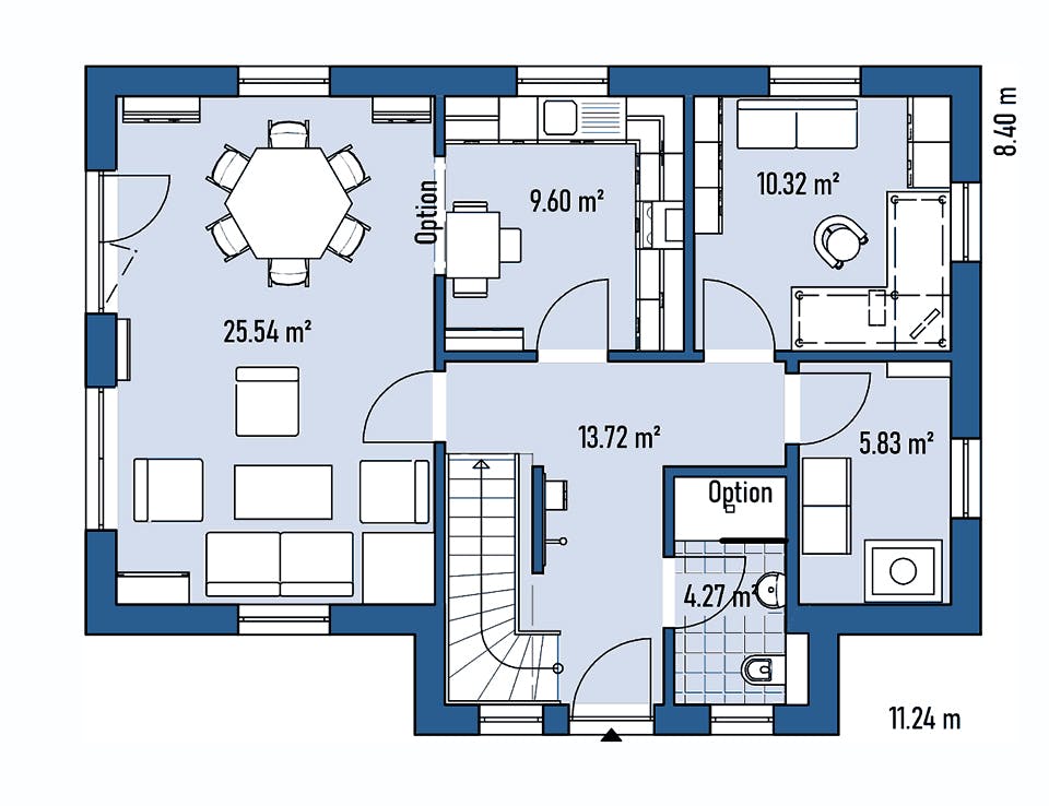 Fertighaus STADTVILLA S71-112-G von EBH Haus Schlüsselfertig ab 283500€, Stadtvilla Grundriss 1