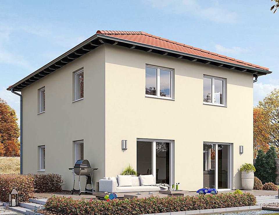 Fertighaus STADTVILLA S77-106 von EBH Haus Schlüsselfertig ab 264800€, Stadtvilla Außenansicht 2