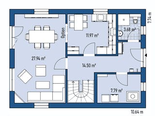 Fertighaus STADTVILLA S77-106 von EBH Haus Schlüsselfertig ab 275300€, Stadtvilla Grundriss 1