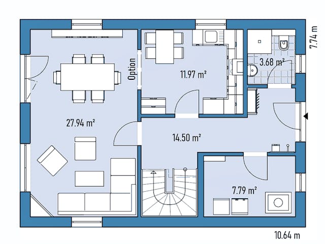 Fertighaus STADTVILLA S77-106 von EBH Haus Schlüsselfertig ab 286400€, Stadtvilla Grundriss 1