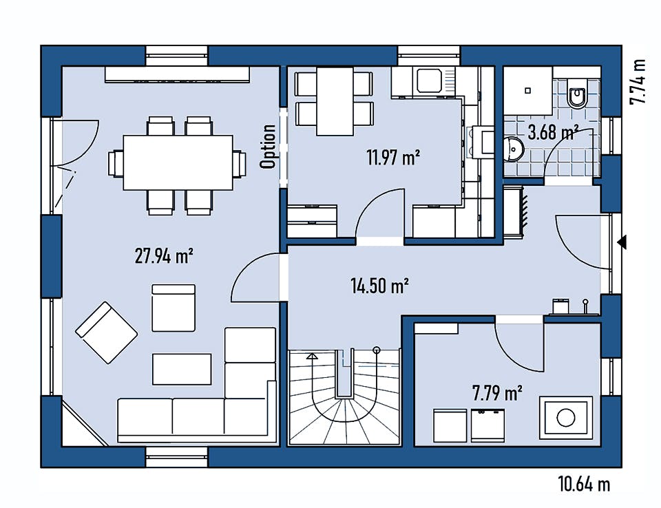 Fertighaus STADTVILLA S77-106 von EBH Haus Schlüsselfertig ab 264800€, Stadtvilla Grundriss 1