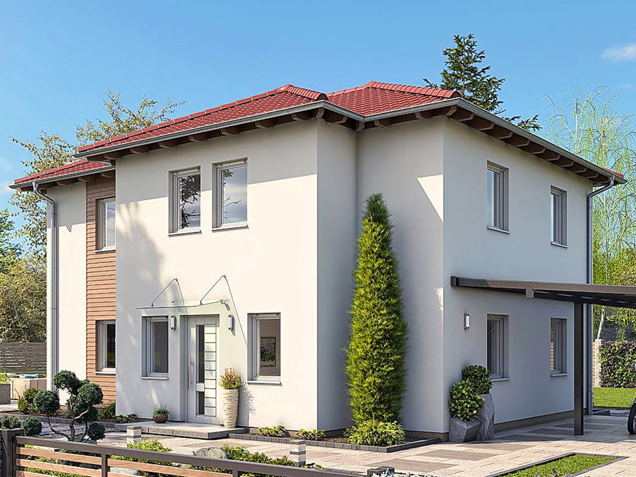 Fertighaus STADTVILLA S77-112-G von EBH Haus Schlüsselfertig ab 315600€, Stadtvilla Außenansicht 1