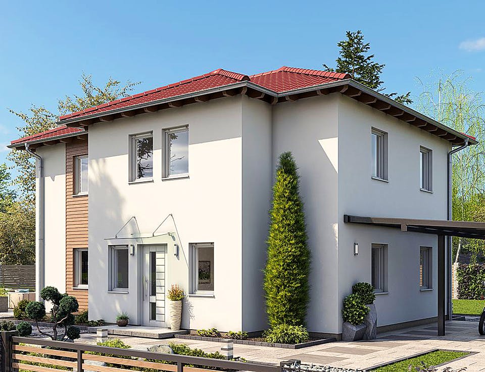 Fertighaus STADTVILLA S77-112-G von EBH Haus Schlüsselfertig ab 303300€, Stadtvilla Außenansicht 1