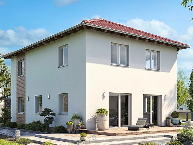Fertighaus STADTVILLA S77-112-G von EBH Haus Schlüsselfertig ab 315600€, Stadtvilla Außenansicht 2
