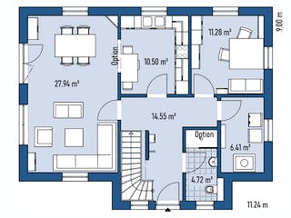 Fertighaus STADTVILLA S77-112-G von EBH Haus Schlüsselfertig ab 315600€, Stadtvilla Grundriss 1