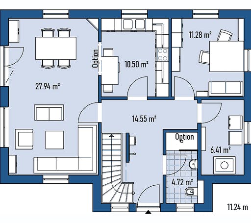Fertighaus STADTVILLA S77-112-G von EBH Haus Schlüsselfertig ab 293700€, Stadtvilla Grundriss 1