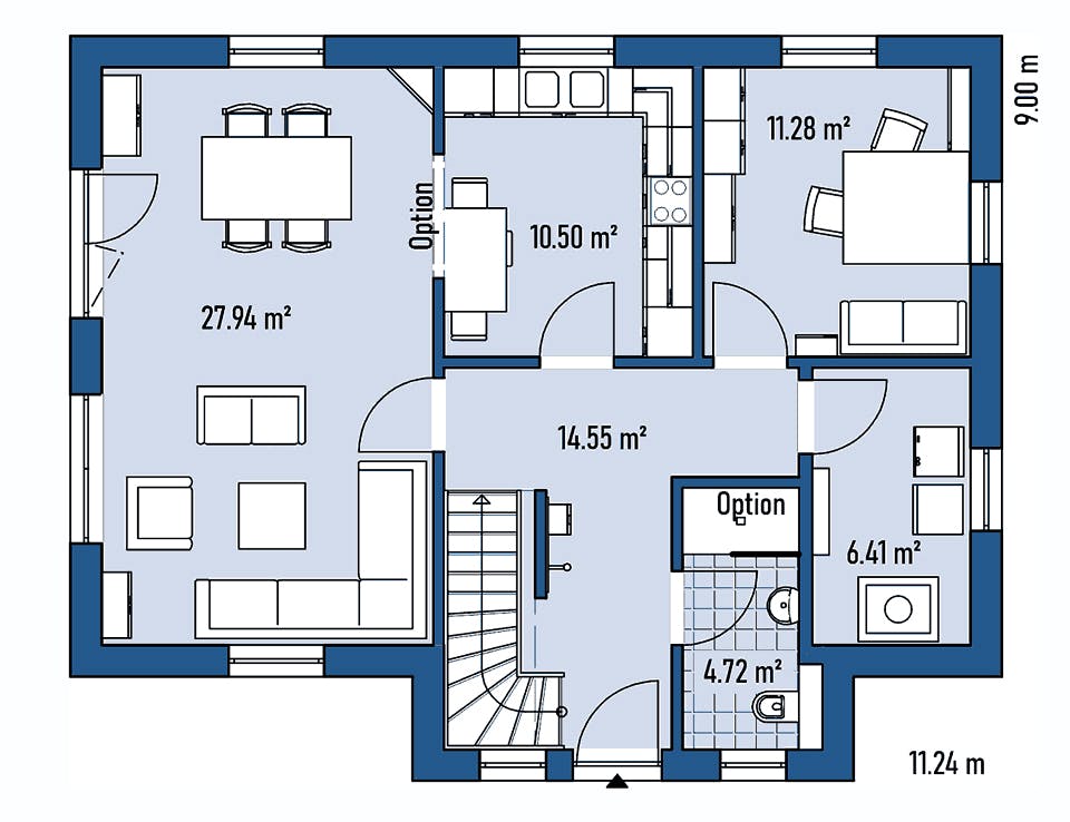Fertighaus STADTVILLA S77-112-G von EBH Haus Schlüsselfertig ab 303300€, Stadtvilla Grundriss 1