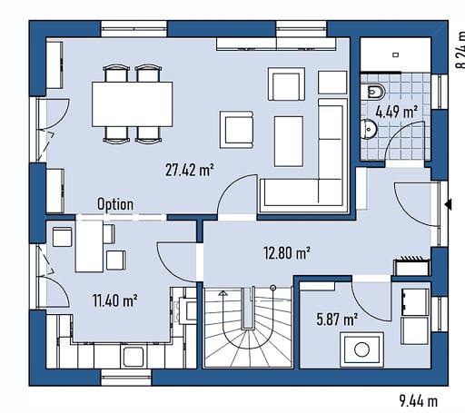 Fertighaus STADTVILLA S82-94 von EBH Haus Schlüsselfertig ab 249400€, Stadtvilla Grundriss 1