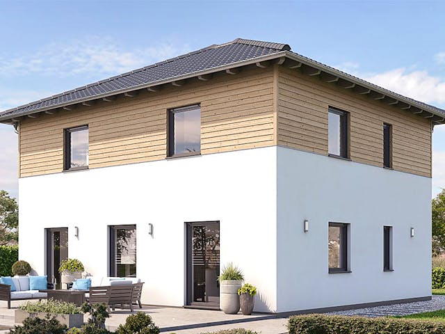 Fertighaus Stadtvilla S88-97 von EBH Haus Schlüsselfertig ab 308900€, Stadtvilla Außenansicht 1