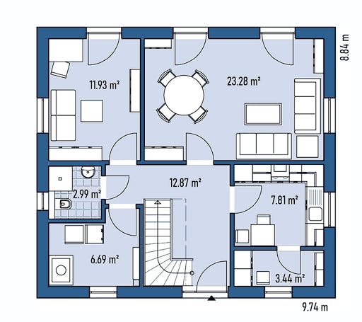 Fertighaus STADTVILLA S88-97 von EBH Haus Schlüsselfertig ab 270500€, Stadtvilla Grundriss 1