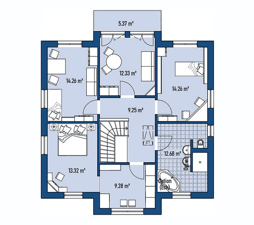Fertighaus STADTVILLA S97-106-2G von EBH Haus Schlüsselfertig ab 353000€, Stadtvilla Grundriss 2