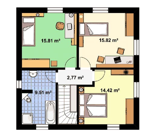 Fertighaus Stadtvilla S 1 von EBH Haus Schlüsselfertig ab 238800€, Stadtvilla Grundriss 2
