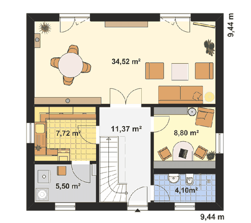 Fertighaus Stadtvilla S 2 von EBH Haus Schlüsselfertig ab 261800€, Stadtvilla Grundriss 1