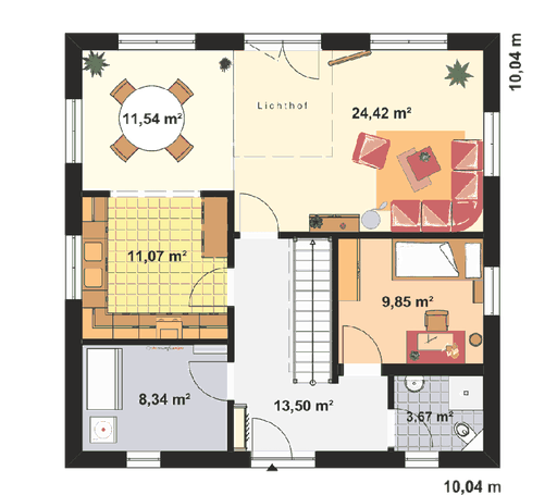 Fertighaus Stadtvilla S 3 von EBH Haus Schlüsselfertig ab 286400€, Stadtvilla Grundriss 1