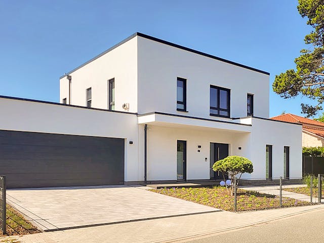 Massivhaus Bauhaus-Modern Classic 185 von ECO System HAUS Schlüsselfertig ab 513400€, Cubushaus Außenansicht 1