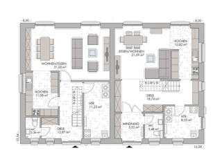 Massivhaus Duo Stadtvilla 130 von ECO System HAUS, Stadtvilla Grundriss 1