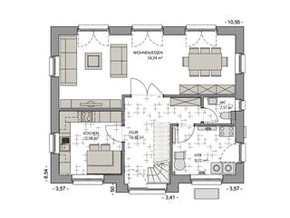 Massivhaus Friesenhaus 140 von ECO System HAUS, Satteldach-Klassiker Grundriss 1