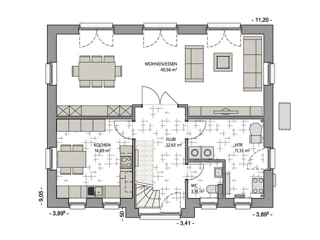 Massivhaus Friesenhaus 160 von ECO System HAUS, Satteldach-Klassiker Grundriss 1