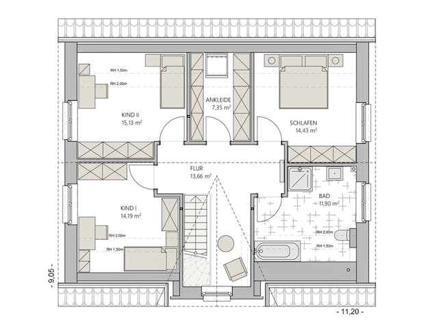 Massivhaus Friesenhaus 160 von ECO System HAUS Schlüsselfertig ab 335800€, Satteldach-Klassiker Grundriss 2