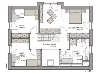 Massivhaus Giebelhaus 170 von ECO System HAUS, Satteldach-Klassiker Grundriss 2