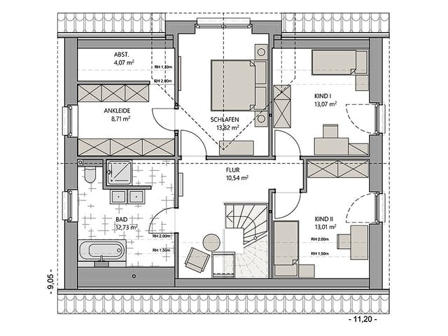 Massivhaus Kapitänshaus 160 von ECO System HAUS, Satteldach-Klassiker Grundriss 2