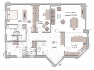 Massivhaus Pultdachhaus 220 von ECO System HAUS, Pultdachhaus Grundriss 1