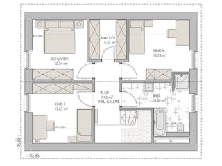 Massivhaus Scheunenhaus 130 von ECO System HAUS, Satteldach-Klassiker Grundriss 2