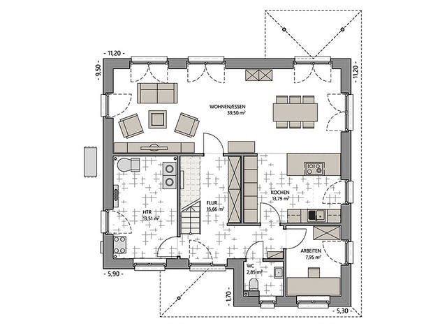 Massivhaus Stadtvilla 160 III von ECO System HAUS, Stadtvilla Grundriss 1