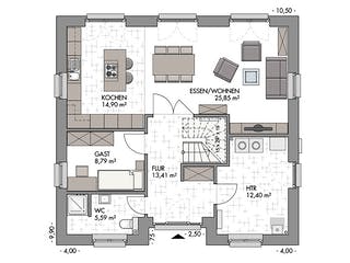 Massivhaus Stadtvilla 160 von ECO System HAUS, Stadtvilla Grundriss 1