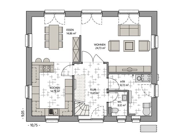 Massivhaus Stadtvilla 150 von ECO System HAUS, Stadtvilla Grundriss 1