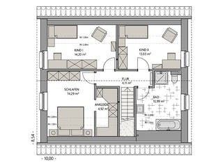 Massivhaus Vario-Haus 130 von ECO System HAUS Schlüsselfertig ab 282700€, Satteldach-Klassiker Grundriss 2