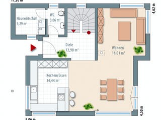 Fertighaus Edition 141 von Wolf-Haus Schlüsselfertig ab 324836€, Pultdachhaus Grundriss 1