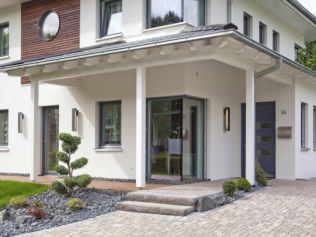 Fertighaus Edition Select 156 von Wolf-Haus Schlüsselfertig ab 395675€, Stadtvilla Außenansicht 2