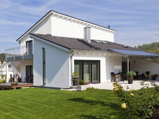 Fertighaus Edition Select 179 von Wolf-Haus Schlüsselfertig ab 434535€, Pultdachhaus Außenansicht 2