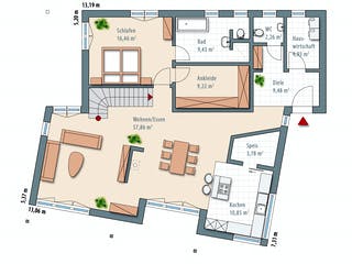 Fertighaus Edition Select 179 von Wolf-Haus Schlüsselfertig ab 434535€, Pultdachhaus Grundriss 1