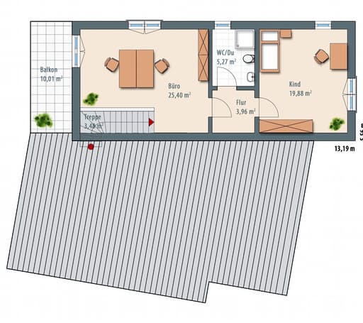 Fertighaus Edition Select 179 (inactive) von Wolf-Haus Schlüsselfertig ab 434535€, Pultdachhaus Grundriss 1
