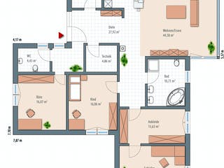 Fertighaus Edition Select 181 von Wolf-Haus Schlüsselfertig ab 489339€, Bungalow Grundriss 1