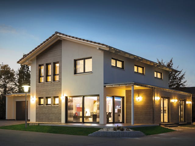 Fertighaus Edition Select 186 von Wolf-Haus Schlüsselfertig ab 442104€, Satteldach-Klassiker Außenansicht 2