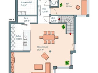 Fertighaus Edition Select 187 von Wolf-Haus Schlüsselfertig ab 438432€, Cubushaus Grundriss 1