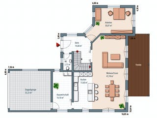 Fertighaus Edition Select 196 von Wolf-Haus Schlüsselfertig ab 453373€, Stadtvilla Grundriss 1