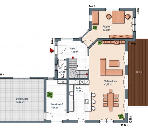 Fertighaus Edition Select 196 von Wolf-Haus Schlüsselfertig ab 453373€, Stadtvilla Grundriss 2